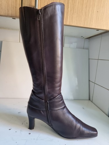 K BY CLARKS UK 5.5 EU 38.5 MUJER MARRÓN CUERO REAL TACÓN BAJO BOTAS HASTA LA RODILLA - Imagen 5 de 18