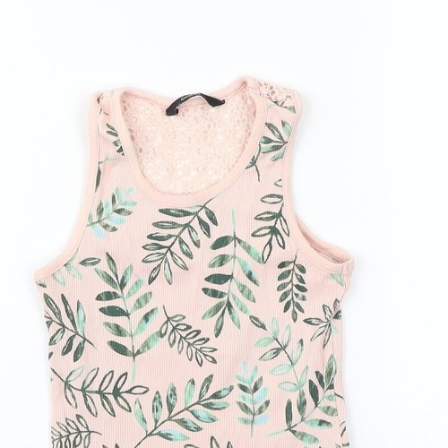 George Girls Pink Geometric 100% Cotton Basic Tank Size 7-8 Years Scoop Neck Pul - Picture 8 of 12