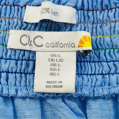 C&C California 100% linen rainbow stitch off the shoulder peasant top size L - Picture 2 of 7