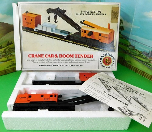 Bachmann 46-1210-05 Operating Crane Car & Boom Tender 'Amtrak' HO Boxed (h) - Picture 7 of 9