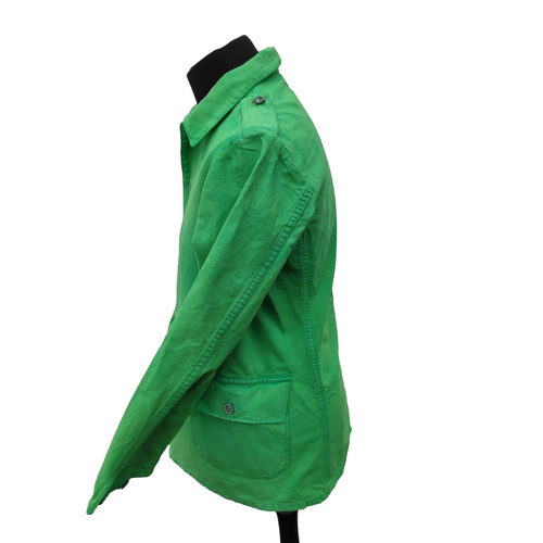 vintage 1960s 1970s lime green Swedish Army work jacket coat denim chore worker - Imagen 6 de 11
