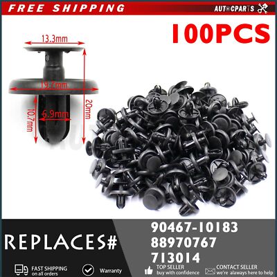 100 Pcs Fender Push Clips Retainer Plastic Rivet Fastener 7mm For - Foto 4