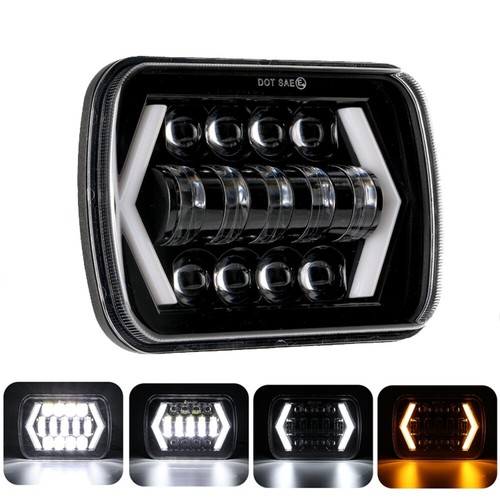 5x7 7x6" In LED Hi Lo Beam Headlight Square Headlamp For Chevrolet Jeep Cherokee - Picture 1 of 12