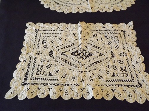 BRAND NEW crocheted doily RECTANGLE dark ecru beige NWOT - Picture 4 of 7