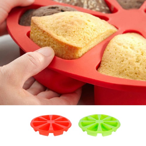 Silicone Cake Mold 8 Holes Orange Shaped Pizza Pan 8 Points Scone Bake ware - Picture 2 of 12