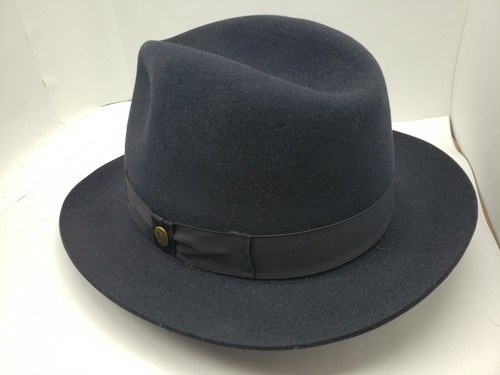 GUERRA 1855 GU NAVY FUR FELT HAT FEDORA MADE IN ITALY - Picture 2 of 7