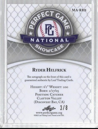 2022 Leaf Perfect Game RC Auto Metal /8 Card U-Pick Auction Many 2 Choose From - Picture 35 of 77