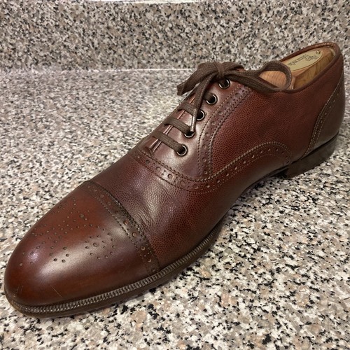 Santoni Brown Semi-Brogue Derby Dress Shoes Men Size 10.5D Made in Italy - Picture 9 of 24