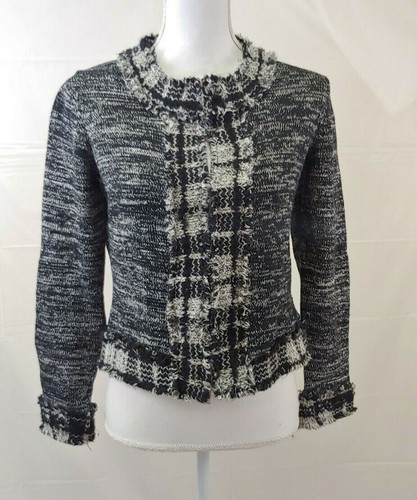 Susan Bristol Womens Sweater Small Gray Black Metallic Thread Cotton Cropped  - Picture 1 of 4