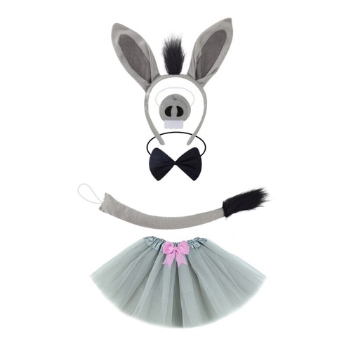 Donkey Ear Headband Donkey Tail Glove Bowtie for Boy Girl Christmas Halloween - Picture 18 of 23