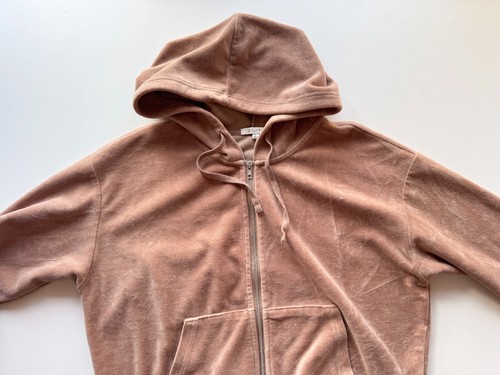 Z SUPPLY Zuri Frappe Marrón Algodón Terciopelo Cremallera Sudadera con Capucha, Talla L - Imagen 4 de 8
