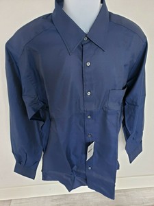 NEW-NWT-ermenegildo-zegna-Indigo-Blue-Houndstooth-Dress-Shirt-Cotton-16-5-17-L