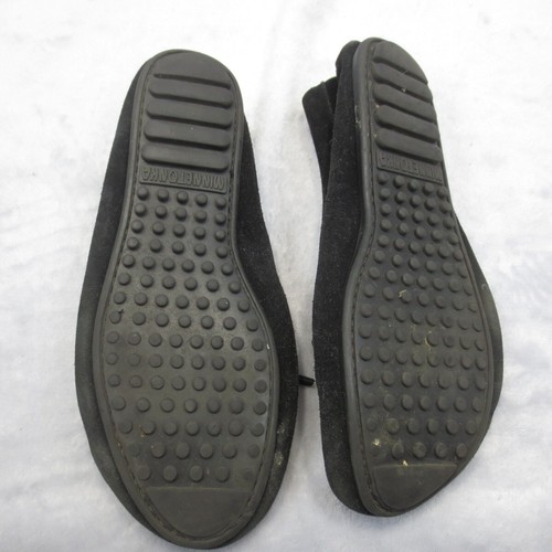 Mocasines Minnetonka para mujer talla 8,5 negro gamuza cuero sin cordones mocasines tachuelas - Imagen 12 de 12