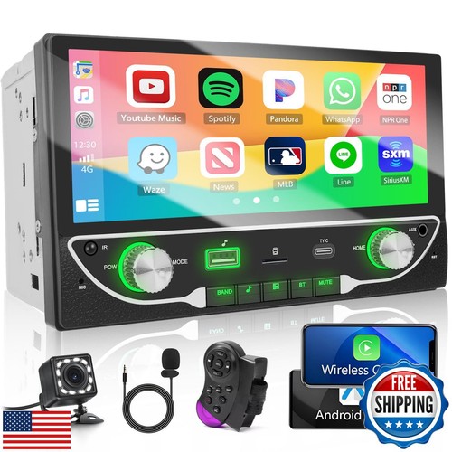 Roinvou 6.86" Double Din Touchscreen Car Radio with Wireless CarPlay, Android