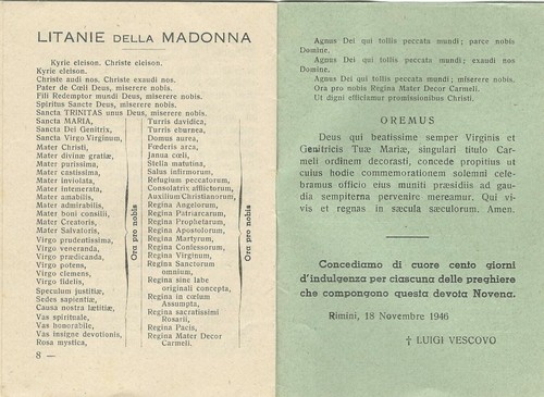 Libretto Novena B. V. del Carmine 1946 Santuario Rimini P. Molari (806) Come da  - Picture 1 of 2