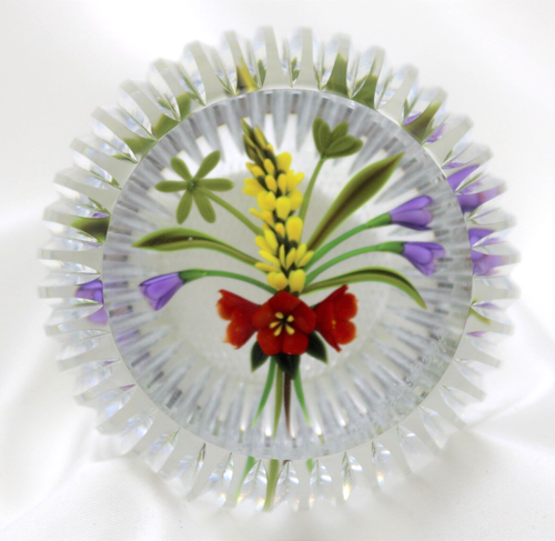 LARGE Gorgeous CHRIS BUZZINI Artist's Proof Floral BOUQUET Art Glass PAPERWEIGHT
