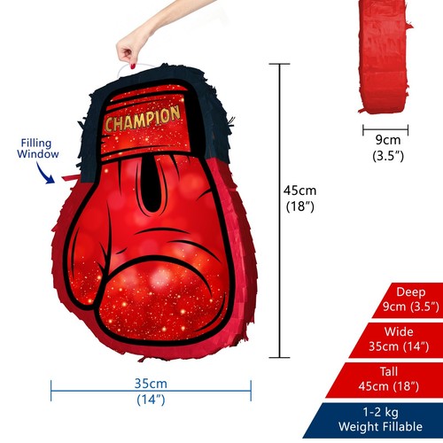 Big pinata boxing glove party game boxer happy birthday theme UFC kick champion - Picture 2 of 9
