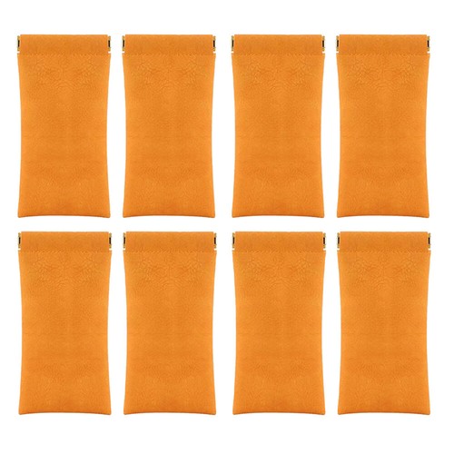 8x Orange Leather Mouth Snapped Sunglasses Eyeglass Case Soft Pouch Bags Pocket - Picture 15 of 15