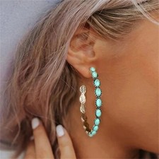 Zinc Alloy Large Oval Vintage Hoop Bohemian Earrings