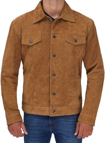 Chaqueta de camionero vintage de cuero de cordero premium para hombre - Chaquetas con cuello camisero - Imagen 20 de 38