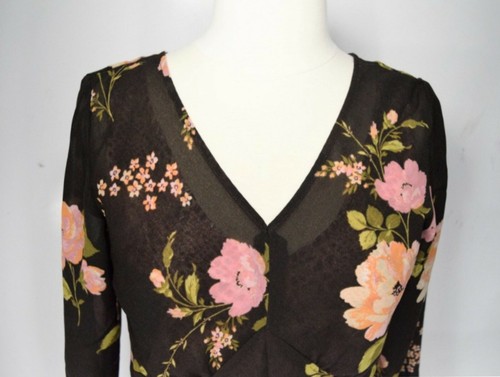 Conjunto Camisa y Falda Axcess by Liz Claiborne Talla S/10 Marrón Floral 2 piezas  - Imagen 7 de 9