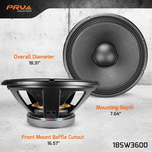 PRV Audio 18SW3600 18" Subwoofer audio professionale 8 Ohm 3600 Watt - Foto 3 di 6