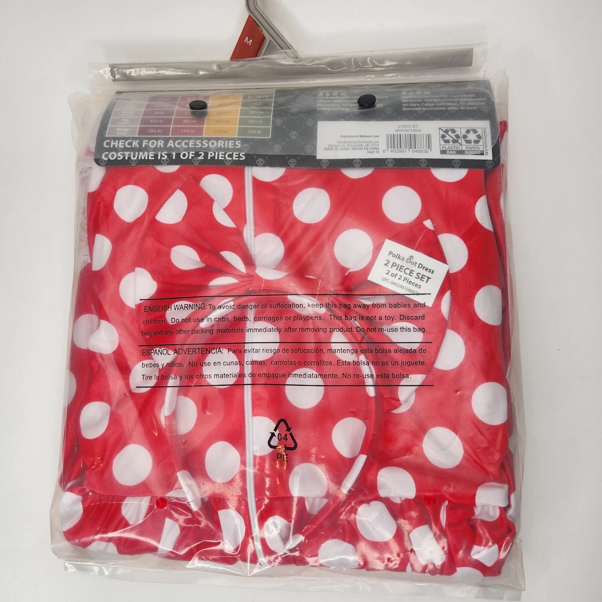 Wonderland Polka Dot Dress Costume Women's Medium 8/10 Red White w Headband NEW