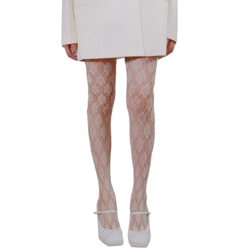 Women Sheer Fishnet Pantyhose Japanese Vintage Flower Tights Stockings - Picture 5 of 10