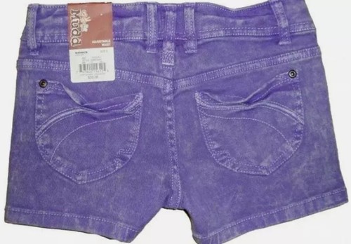 Denim Shorts Girls Adjustable Waist Purple Pockets Summer BTS - Picture 3 of 4