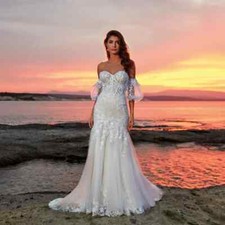 Gorgeous Mermaid Wedding Dress Appliques Buttons Court Train vestidos de novia