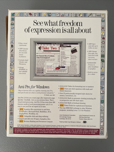 Lotus Ami Pro Version 2.0 Amipro Word Processor Vintage PC Windows 1991 NOS DOS - Picture 3 of 4