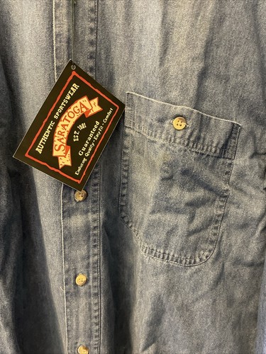 Vintage  Saratoga TWIL Authentic Denim Button-Down Shirt, Large - - Picture 8 of 9