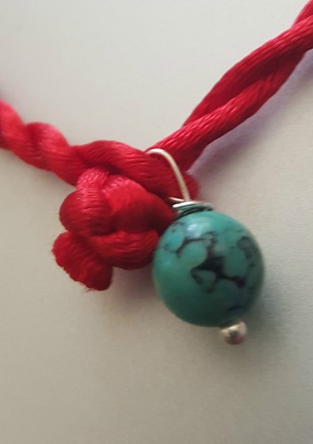 Pulsera roja protección de cuentas turquesa curación aura limpieza orgánica - Imagen 2 de 6