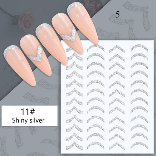 5D Nail Stickers Engraved French White Embossed Leaves Lace Nail Decals DIYNail✔ - Bild 55 von 58