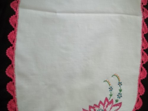 Vintage Tischläufer Stickerei Rosa Seerose 15 x 30 cm TR15 - Bild 4 von 10