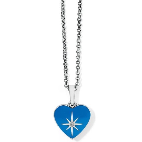 NWTag Brighton AMORE SHADES SKY Blue Heart Crystal Pendant Silver Necklace  $78 - Picture 2 of 4