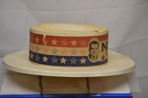 1960s NIXON FOR PRESIDENT PLASTIC CAMPAIGN HAT ONLY 49 STATES ON HEAD BAND USA - Picture 2 of 5
