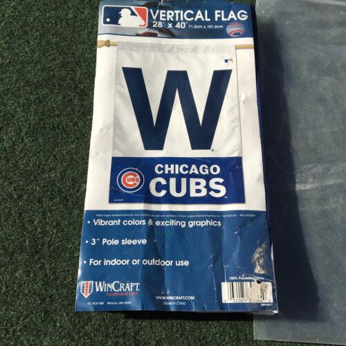 MLB CHICAGO CUBS Win “W” 27"X37" Vertical Flag With Logo, Indoor/Outdoor