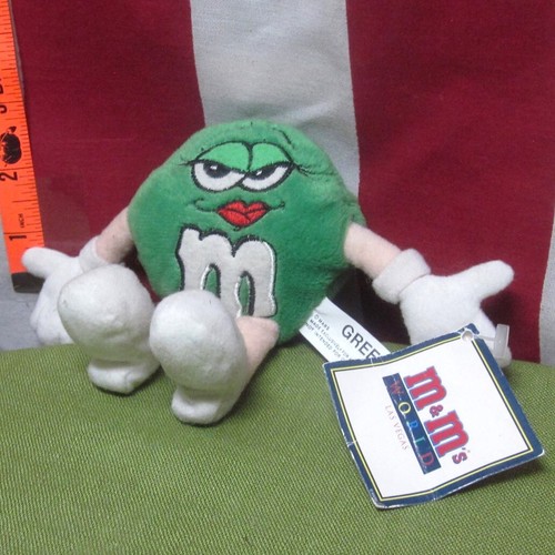 GREEN female plush doll M&Ms World candy toy NWT seductive personality - Picture 3 of 4