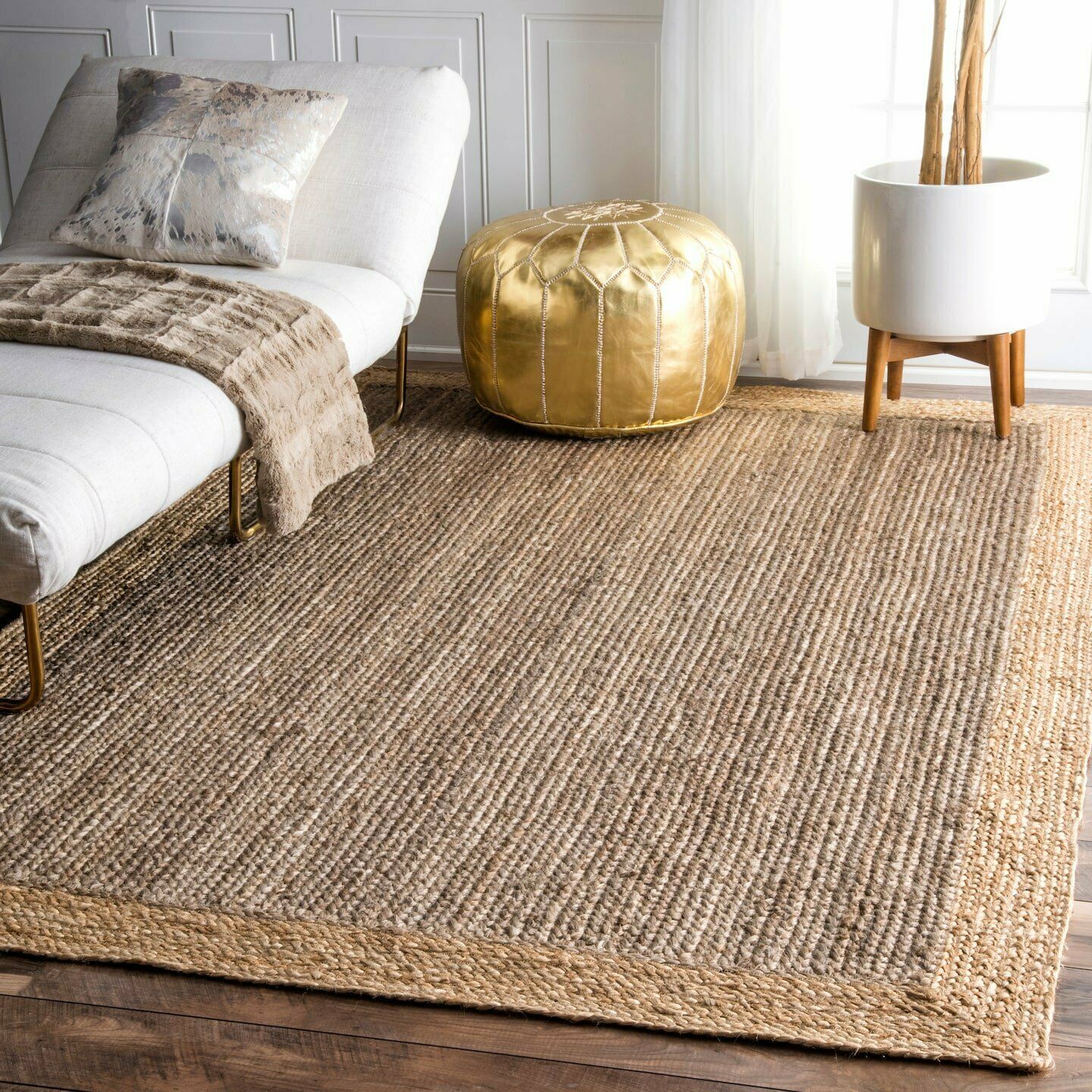 Runner rug braided jute natural farmhouse fiber jute area rug rustic look rug - Picture 2 of 9