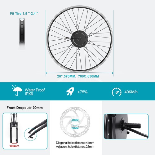 48V 500W Bafang Electric Bike 26" 700C Front Motor with Wheel Conversion Kits - Picture 7 of 18
