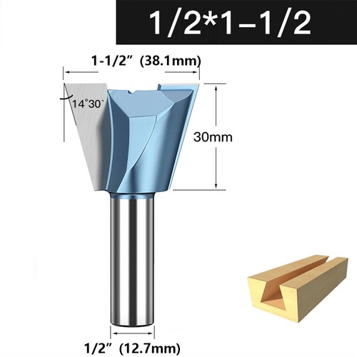 1/2 1/4 Shank TCT Dovetail Joint Router Bit Tenoning Wood Milling Cutter 2 Flute - Picture 19 of 25