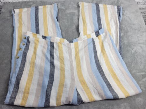 Cato Womens Pants 26W 28W Palazzo Pull On Gold Stripe Lightweight Linen Rayon