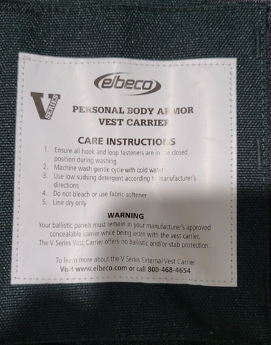 New !! Elbeco Body Shield External Vest Carrier Size 2XL/Reg Protection Green - Picture 4 of 8