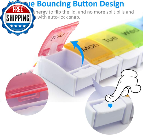 2 PCS Weekly Pill Organizer Arthritis Friendly Travel 7 Day Pill Box Vitamin Cas - Picture 3 of 8