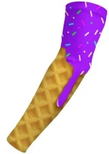 Purple Ice Cream Cone Drip Sprinkles Football Baseball Compression Arm Sleeve