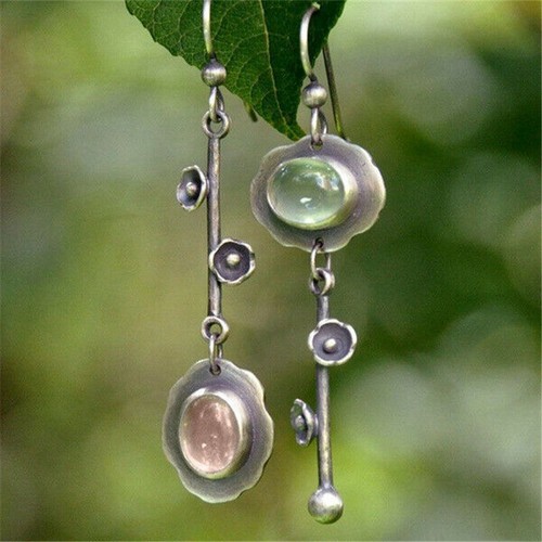 Pendientes colgantes de plata 925 de moda con gancho para oreja de colección piedra lunar colgante para mujer - Imagen 8 de 8