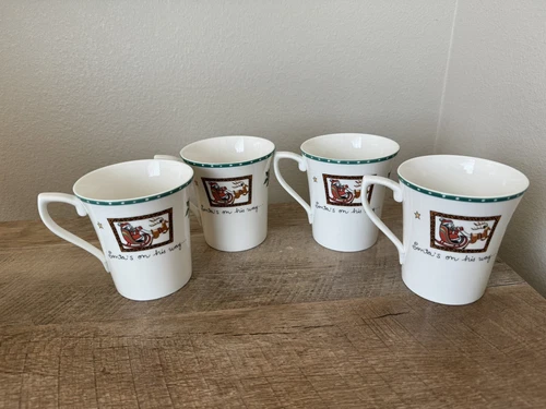 Mikasa Christmas Wish Coffee Mugs Set Of 4 Cups Santa Tree Cocoa Holidays