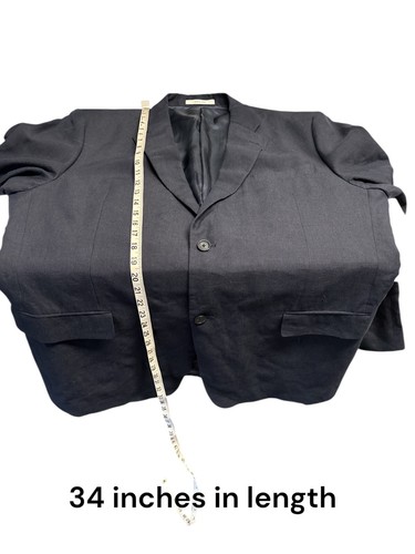 John W. Nordstrom Mens 46XL Black Linen Blazer Jacket 2-Button Notch Lapel Fully - Picture 10 of 11