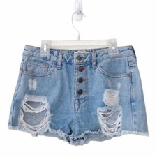 Forever 21 Blue Distressed Jean Denim Cut Off Shorts Size W26